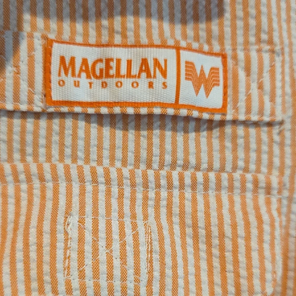 (J25) Magellan Outdoors Orange And White Striped Mini Dress Sz Xl(16) - Picture 4 of 7